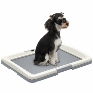 PawHut Dog Toilet Tray – Indoor Puppy Training Litter Pad Holder (Grey & White)
